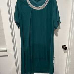 Elegant Teal Women's Top with Silver Accents